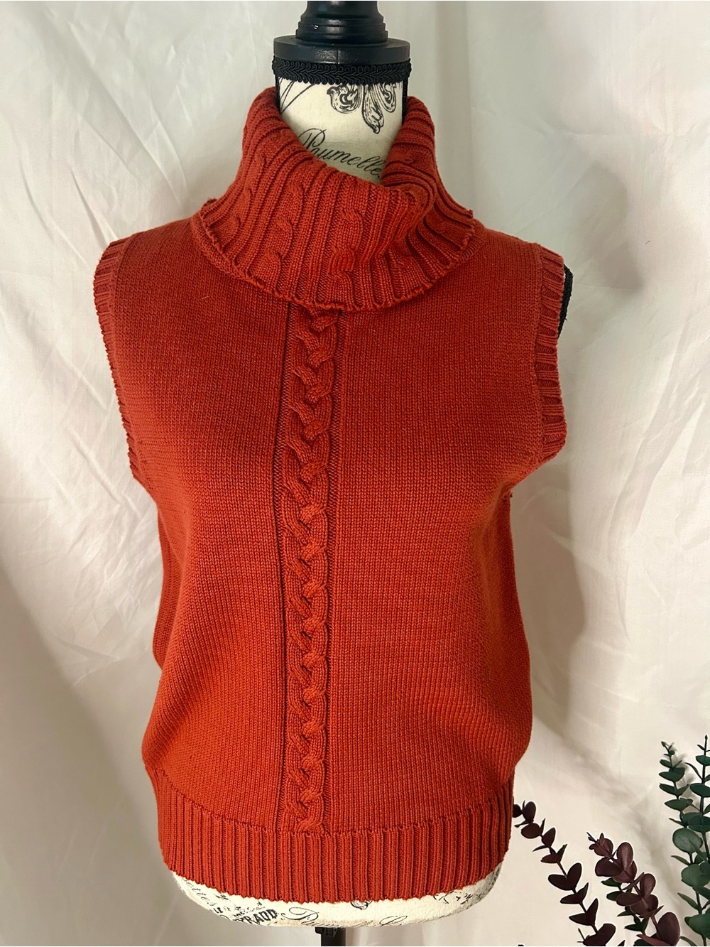 Vintage BillBlass Sleeveless Cowl Sweater - Rust Orange